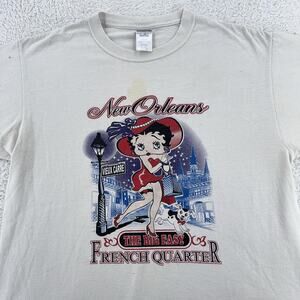 Betty Boop New Orleans Shirt Mens Large Beige French Quarter Graphic Tee Jerzees